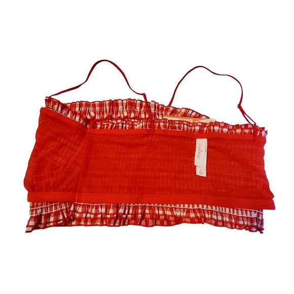 Colsie Red & White Checkered Ruffle Trim Crop Top  Size  XL Adjustable Straps - Picture 9 of 10